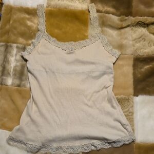 Faded Glory Lace Trim Cream Tank